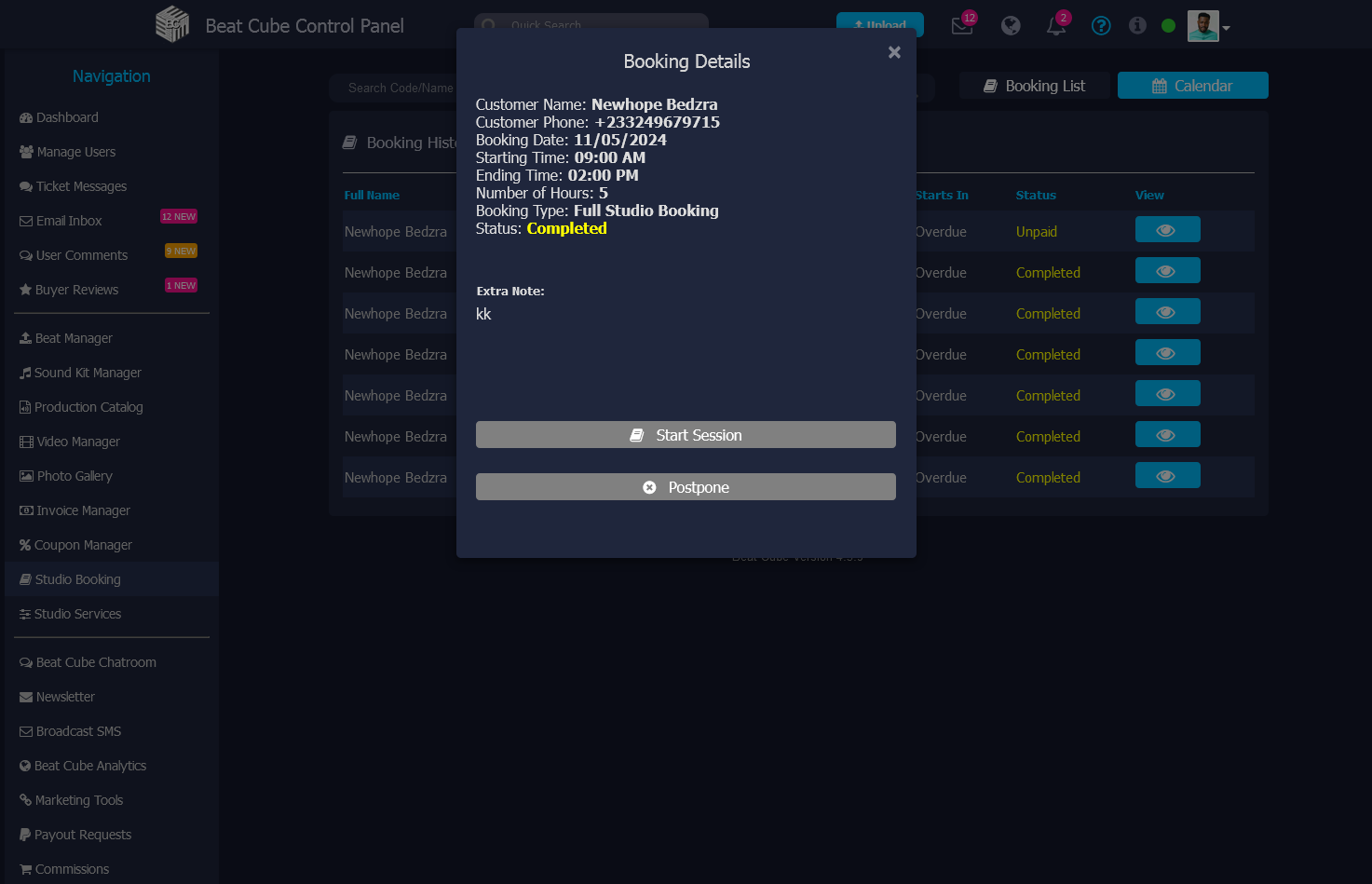 Picture of Beat Cube's booking history