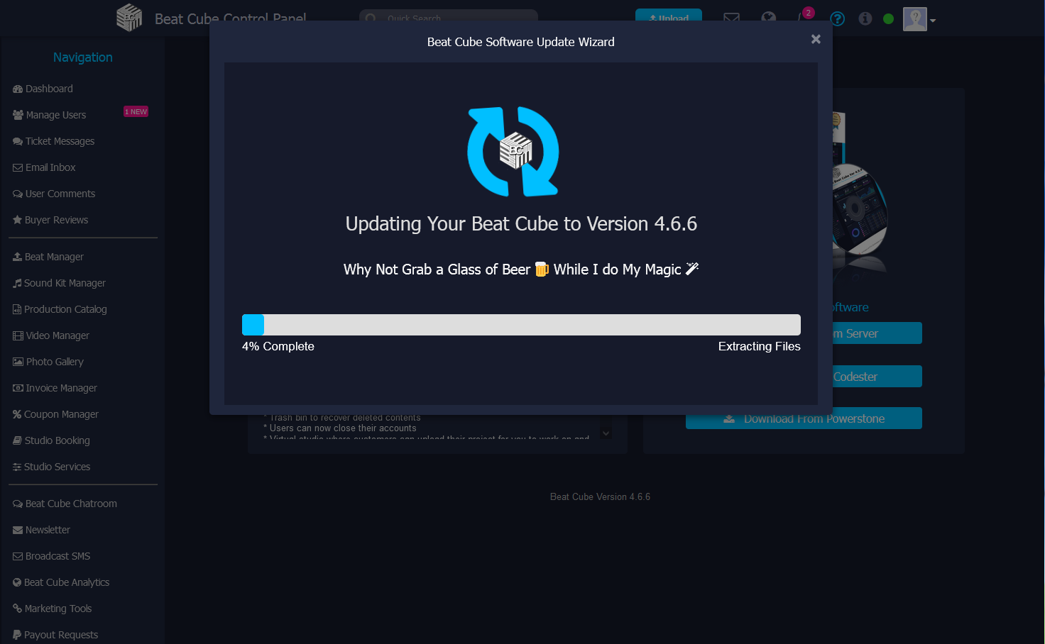 Picture of Beat Cube's Update Wizard